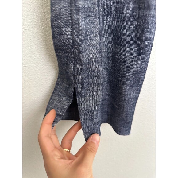 Theory Women's Thaniel Tierra Wash Linen Blend Ankle Trousers Blue Elastic Sz 10 - Picture 4 of 8